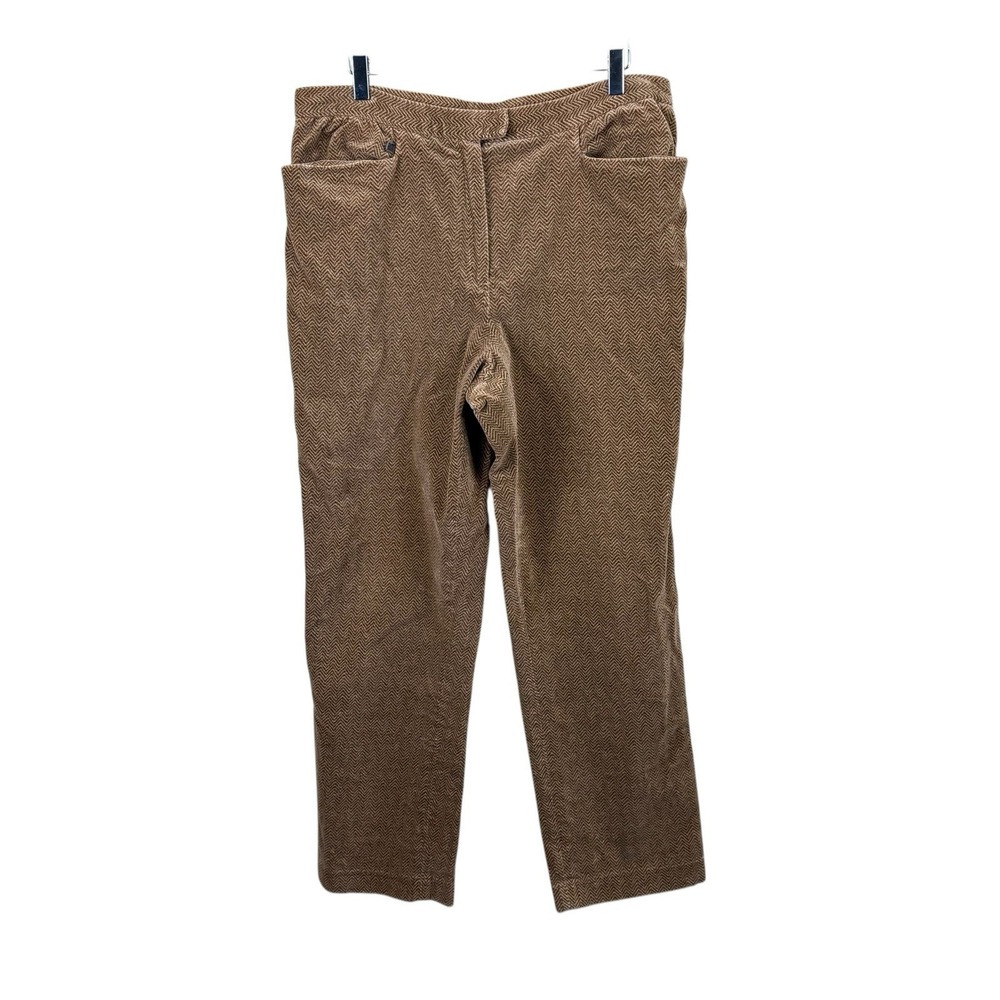 Lauren Ralph‎ Lauren Velvet Pants Womens 14 Brown Chevron Straight Leg